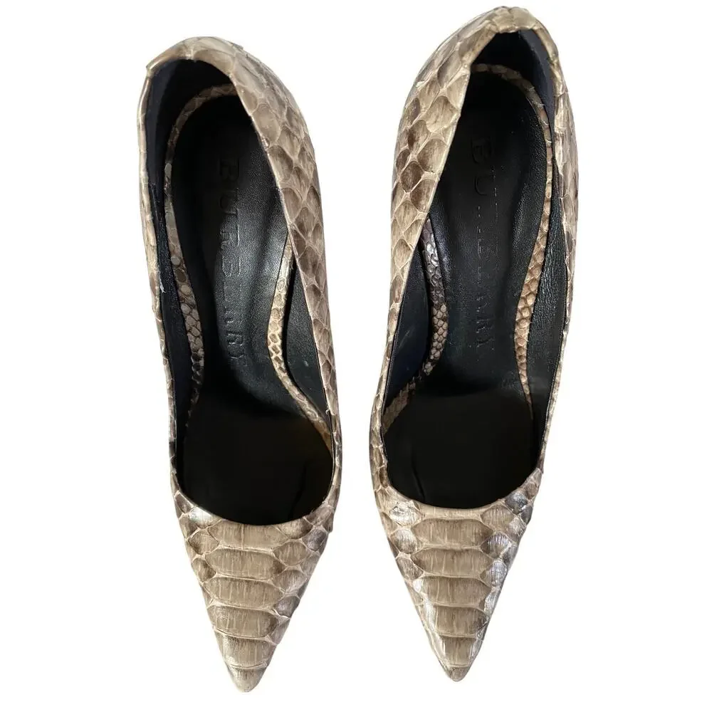 Burberry Otis Pelham 110 Python Snakeskin Platform Pumps EU 40 US‎ 10 Stone 4.5”